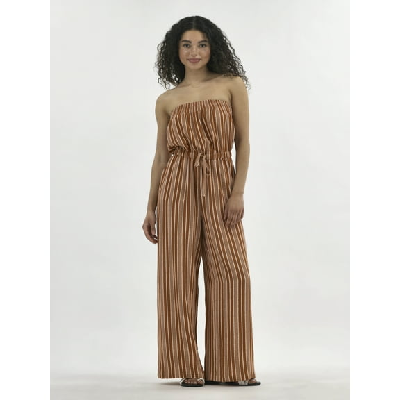 No Boundaries Crinkle Strapless Jumpsuit, Women's