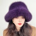 thumbnail image 2 of qolati Women's Fuzzy Wide Brims Faux Furs Bucket Hat Winter Warmer Fisherman Cap for Fashionable Ladies, 2 of 3