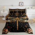 thumbnail image 1 of Erosebridal Dragonfly Bedding Queen Comforter Set for Teens, Chic Flower Down Comforter, Flying Animal Decor, Reversible 3pcs, 1 of 7