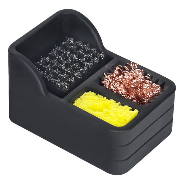 Trendy Tool Kit for Home, Solder Tip Cleaner Soldering Cleaner Solder Tip Cleaner Solder Sponge and Brass Wool and Dense Cleaning Brush In Silicone Holder