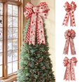 thumbnail image 2 of Christmas Double Layer Linen Bow Christmas Bowknot for  Tree Decorations Maple Leaf Striped Snowflake Khaki Bow Decor, 2 of 6