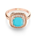 thumbnail image 2 of Gem Stone King 2.00 Ct Cushion Green Turquoise 18K Rose Gold Plated Silver Ring, 2 of 4