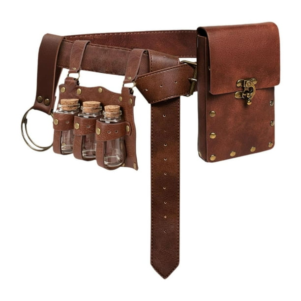 Bolsa de la bolsa de cinturón Bolsa de cuero PU casual Boleta para el festival de carnaval de regalos Marrón