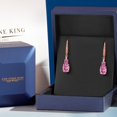 thumbnail image 5 of Gem Stone King 18K Rose Gold Plated Silver Pink Moissanite and White Lab Grown Diamond Dangle Earrings for Women (4.49 Cttw, Oval 9X7MM), 5 of 6