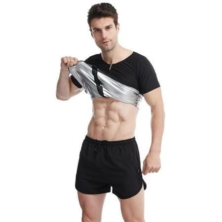 

ADVEN Men Sweat Vest Slimming Sauna Workout Tank Top Sleeveless Zipper Body Sculpting Clothing for Run Basketball Boxing