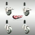 thumbnail image 2 of 3 Inch 316SS Gray Poly Swivel 1-3/8 Inch Expanding Stem Caster Set 2 Lock Brake, 2 of 2