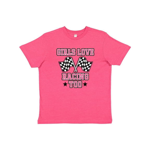 Inktastic Girls Love Racing Rally Flags Youth T-Shirt