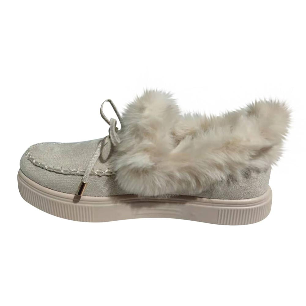 Breathable Indoor Outdoor Women's Faux Fur Lined Suede House Slippers 