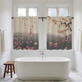 thumbnail image 4 of Chinese Ink Painting Kitchen Curtains 45 Inch Length, Pink Peach Blossom Branches Tiers Curtains for Bathroom Bedroom Cafe, Light Filtering Small Window Treatment Short Drapes 2 Panels 42"Wx45"L, 4 of 8
