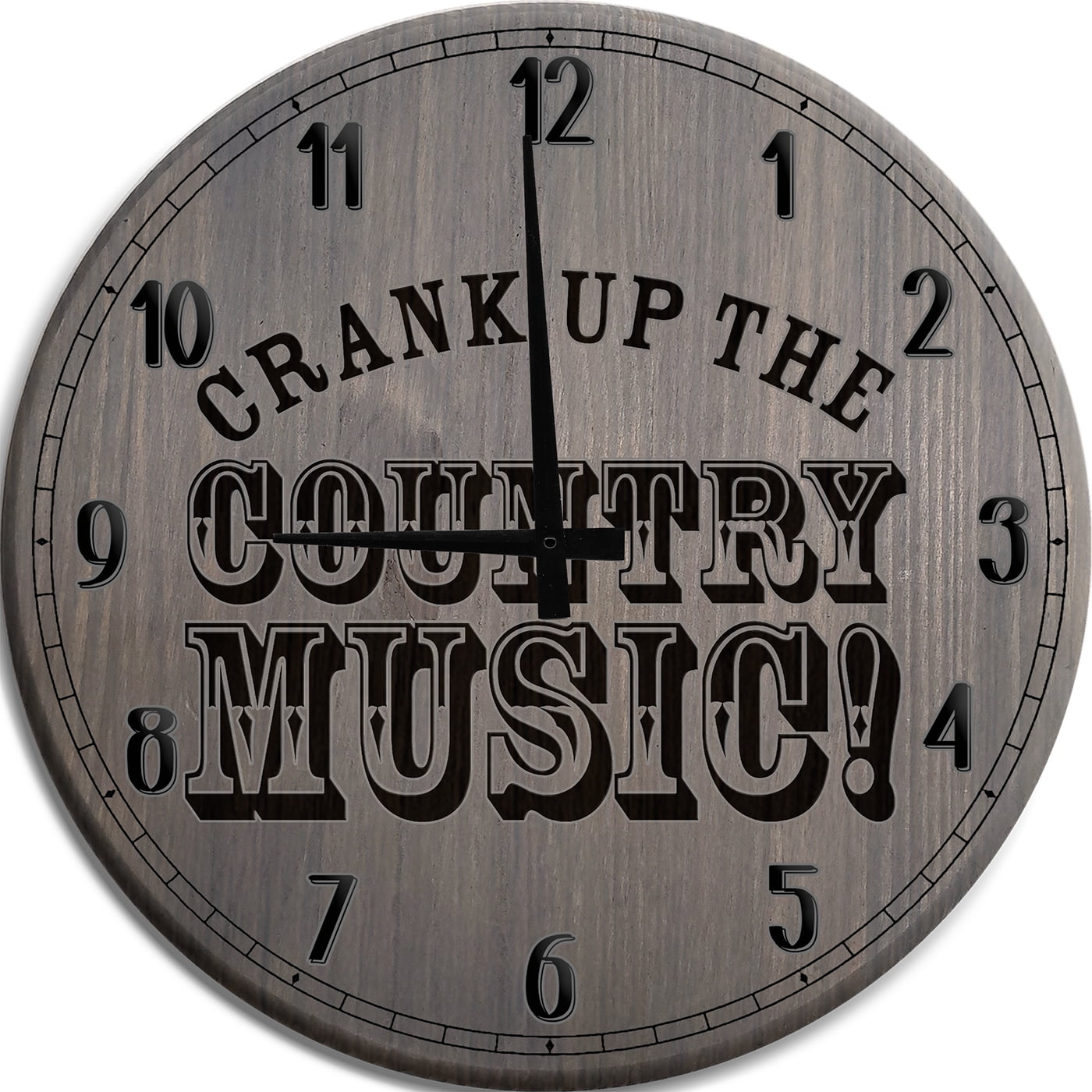 Large Wall Clock Crank Up The Country Music Cowboy South Soulful