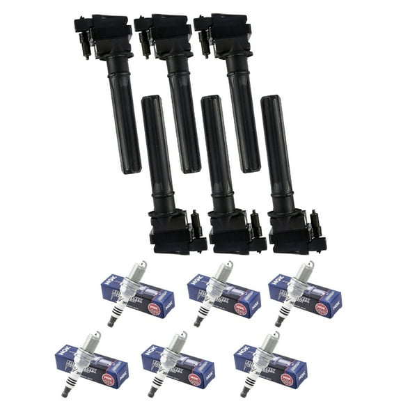 Set of 6 ISA Ignition Coils and 6 NGK Spark Plugs Compatible with 1998-1999 Dodge Intrepid Base Sedan 4-Door 2.7L 2700CC 167Cu. In. V6 GAS DOHC Replacement For UF269