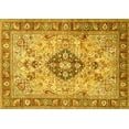 thumbnail image 1 of Ahgly Company Machine Washable Indoor Rectangle Medallion Yellow Traditional Area Rugs, 5' x 7', 1 of 4