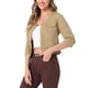 thumbnail image 4 of CHAQUETA DE JEAN CORTA SIN CUELLO PARA MUJERES CON MANGAS 3/4 EN KHAKI TALLA S, 4 of 6