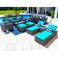 thumbnail image 1 of Tuscany 18-Piece Resin Wicker Outdoor Patio Furniture Combination Set with Sofa Lounge Set, Eight-seat Dining Set, and Chaise Lounge Set (Half-Round Gray Wicker, Sunbrella Canvas Aruba), 1 of 3