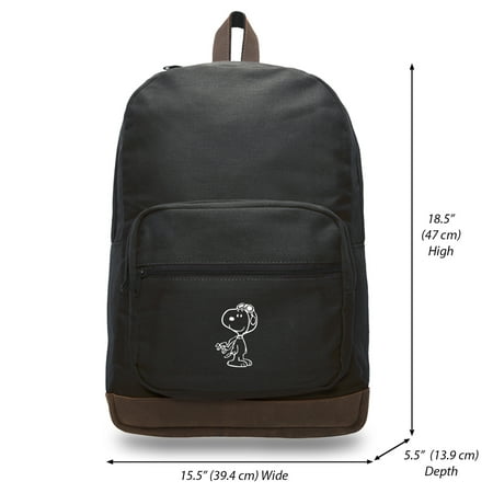 WW1-Pilot Snoopy Teardrop Backpack with Leather Bottom Accents, Black & (Best Pilot Flight Bag)