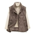thumbnail image 2 of UPPADA Winter Puffer Vest for Women Lapel Collar Zip up Sleeveless Puffer Vest Quilted Padded Warm Coat Outwear Ladies Fall Puffer Jacket with Pockets Lightweight Vest Men Coffee,XL, 2 of 9