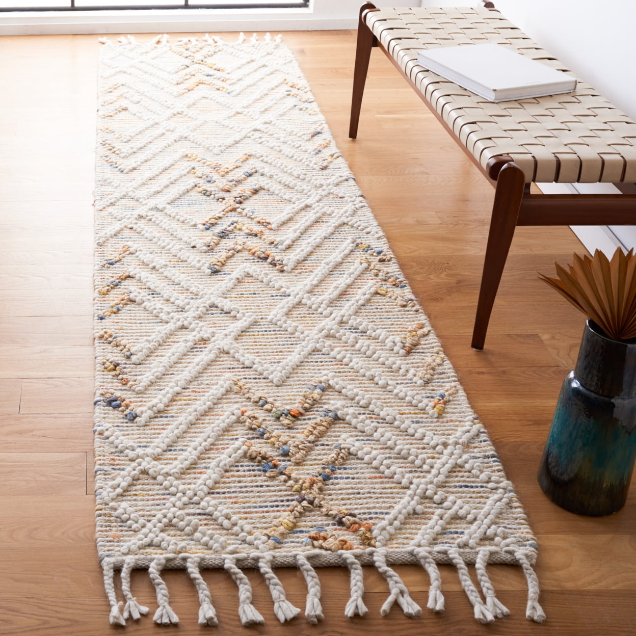 SAFAVIEH Natura Keith Geometric Area Rug, Ivory/Orange, 4' x 6'