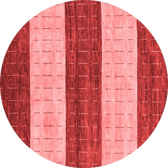 Ahgly Company Machine Washable Indoor Round Abstract Red Modern Area Rugs, 3' Round
