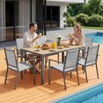 thumbnail image 4 of Lofka 7-Piece Outdoor Patio Dining Set ,Patio Conversation Set with 1 Metal Steel Table and 6 Textilene Chairs for Courtyard, Backyard, Pool,Gray, 4 of 13