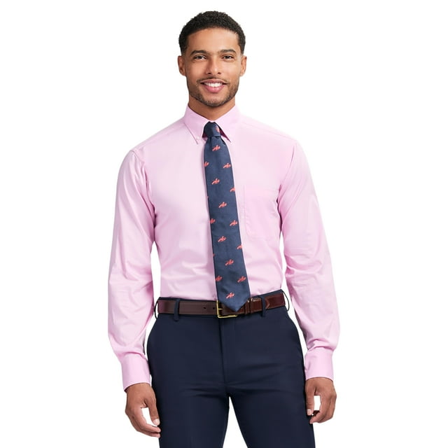 Camisa de vestir IZOD para hombre, corte regular, manga larga, sin arrugas, rosa