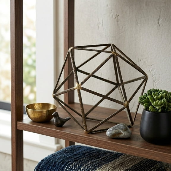 Contemporary Home Living 8" Brown Large Rebar Hexagon Die Tabletop Sculpture