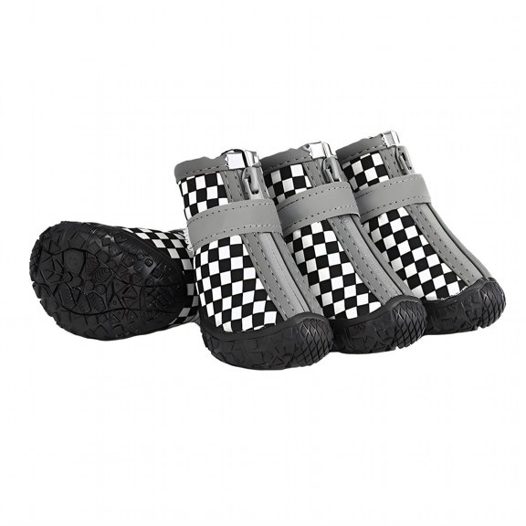 GASTROPOD 2026 New 4Pcs Dog Shoes Tpr Sole Soft Non-Slip Dog Boots Reflective Strap Outdoor Wear for Small Dogs Dog Rain Boots 4.8X5.3Cm,Black,White