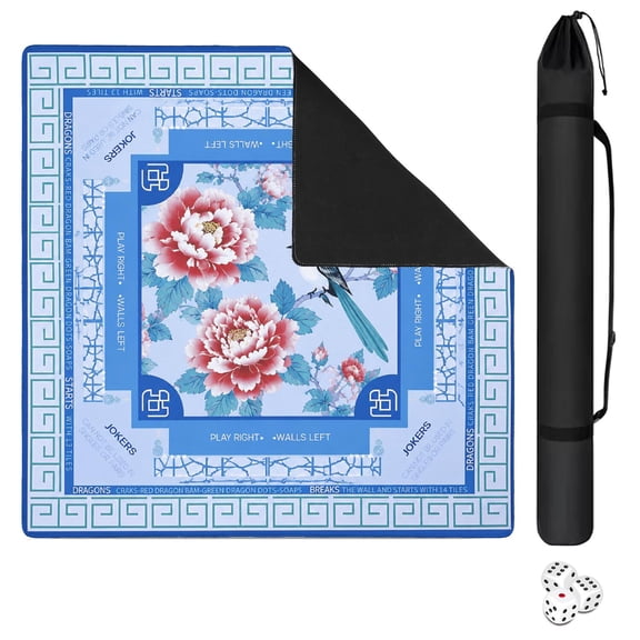 31.5"x31.5" Universal Game Table Pad, American Mahjong Mat with Printed Rules, Anti-Slip Noise-Reducing Cover for Mahjong, Poker, Dominoes and Tabletop Games