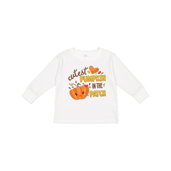 Inktastic Cutest Pumpkin in the Patch with Orange Heart Boys or Girls Long Sleeve Toddler T-Shirt
