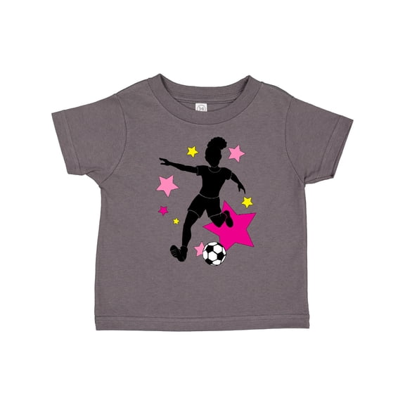 Inktastic Girl Playing Soccer Pink and Yellow Stars Girls Toddler T-Shirt