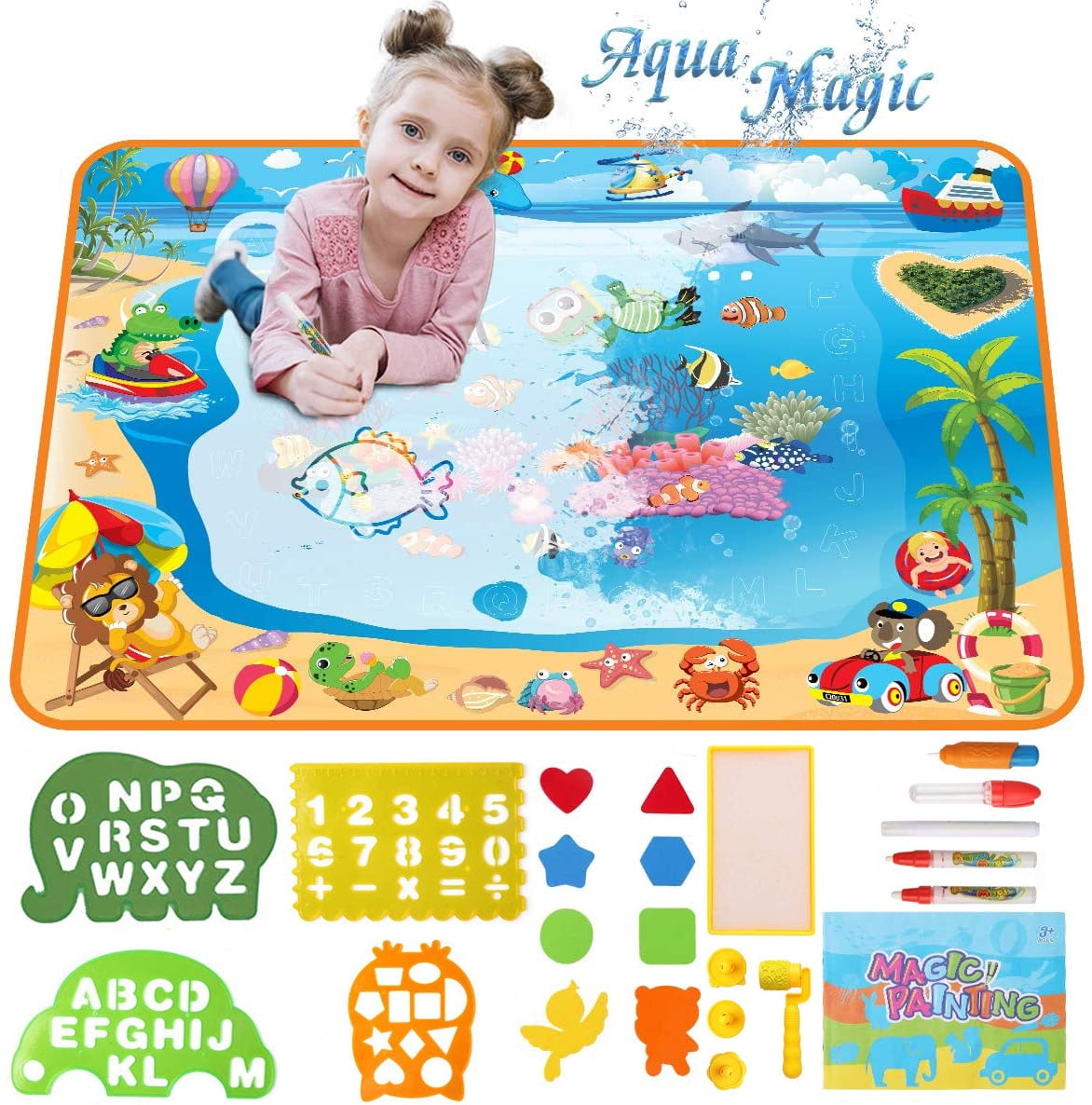 Large Magic Aqua water Doodle Mat Drawing Pad Kids Toys Gift for Boy Girl XMAS 