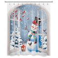 thumbnail image 6 of HVEST Winter Snowman Shower Curtain,Snowman Cardinals in the Snow Outside the Window Bathroom Shower Curtain Merry Christmas Polyester Fabric Decor Curtain with Hooks, 60X72 inch, 6 of 6