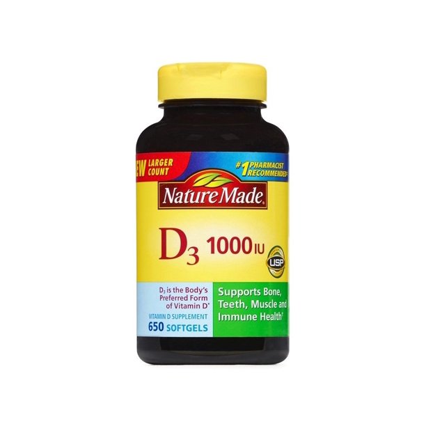 Nature Made Vitamin D3 25 mcg., 650 Softgels - Walmart.com - Walmart.com