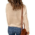 thumbnail image 2 of Innerwin Sweater Solid Color Ladies Jumper Tops Chic Long Sleeve Casual Knitted Sweaters Apricot L, 2 of 3