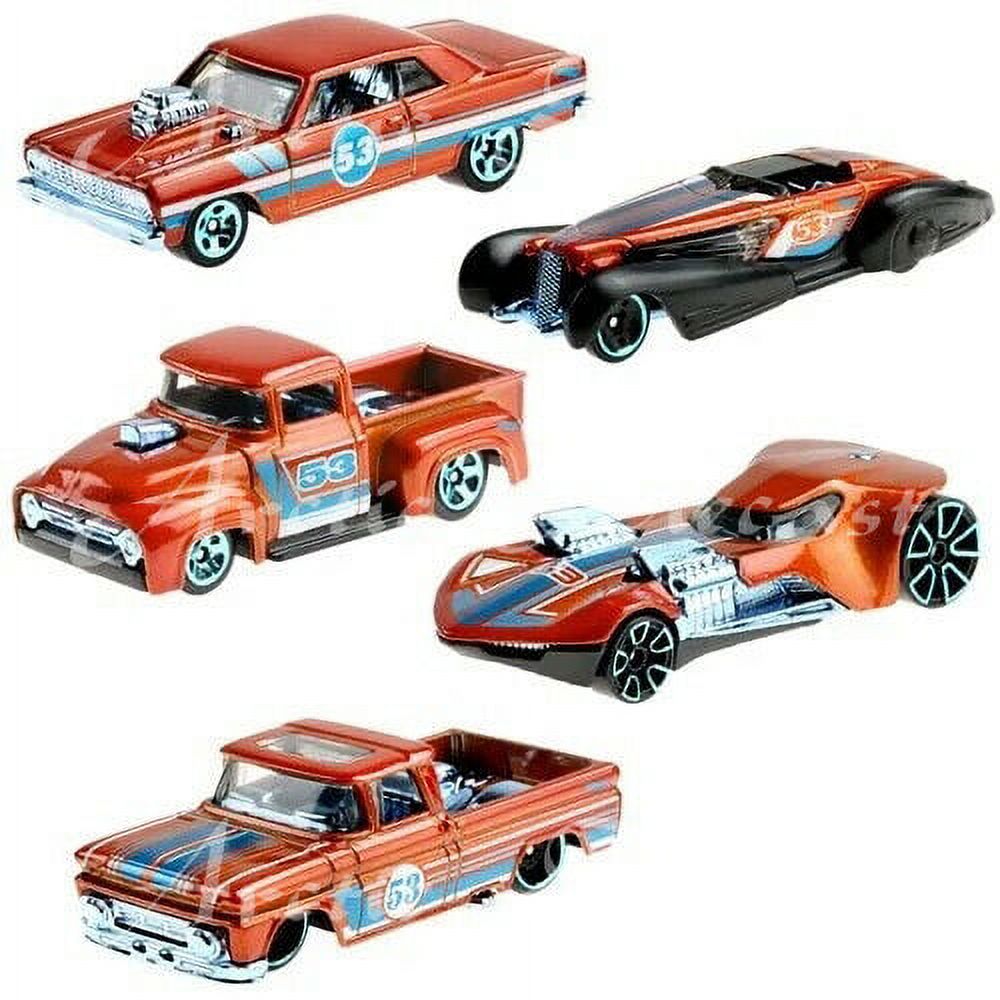53rd Anniversary Complete Set of 5 Die-Cast Cars Exclusive Orange  Edition Collectors For Hot Wheels Vehicles Action Toy Collectibles 64 Chevy Chevelle SS Cadillac Fleetwood  56 Ford Truck - image 2 of 6