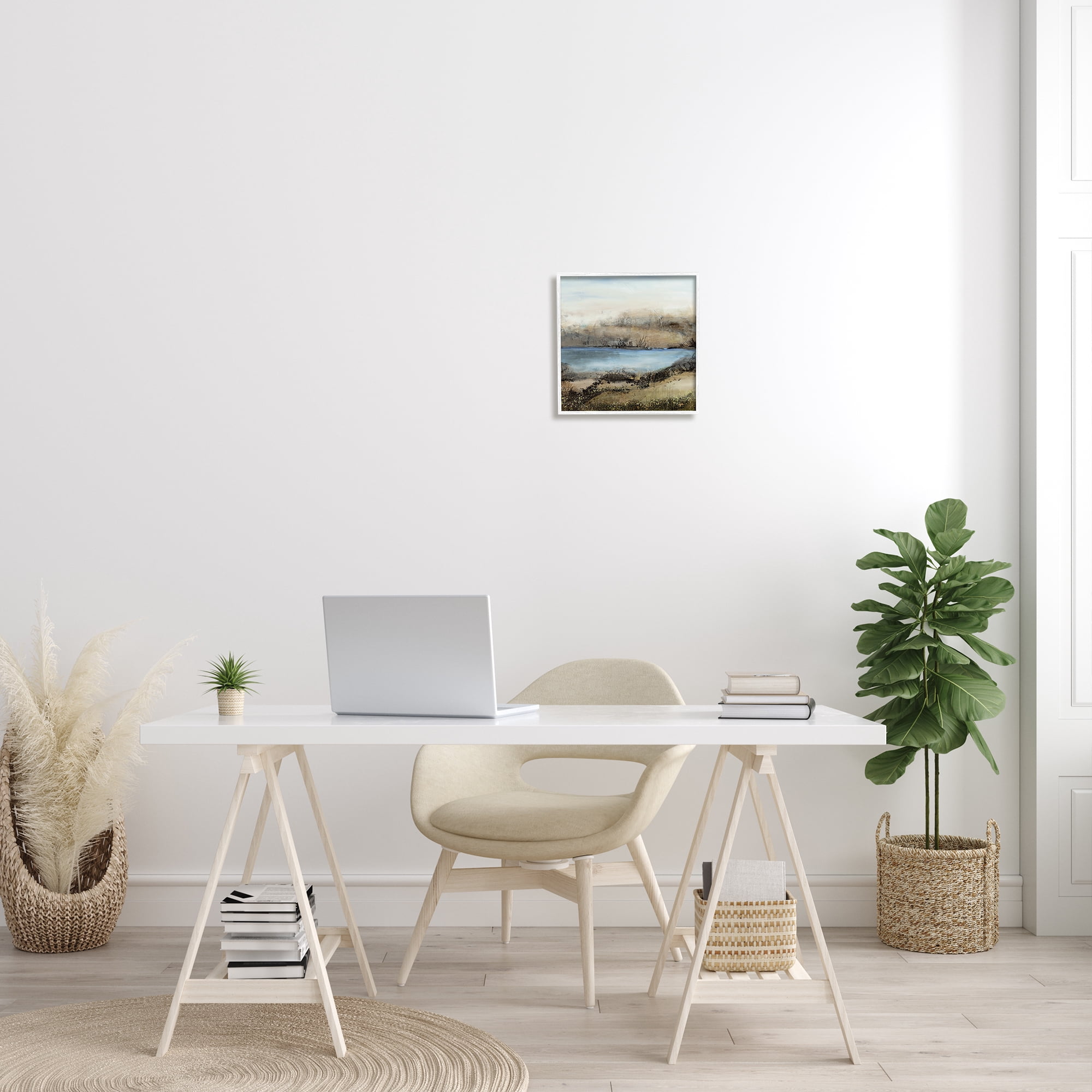 Stupell Industries Rustic Pond Water Abstract Muddy Surrounding Landscape Abstract Painting White Framed Art Print Wall Art, 12 x 12