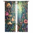 thumbnail image 3 of Mushroom Sheer Curtains 72 Inches Long 2 Panels Set, Window Sheer Curtains for Living Room/Bedroom, Dream Forest Botanical Floral Plant Light Filtering Rod Pocket Curtain 52'' x 72'' x 2, 3 of 7