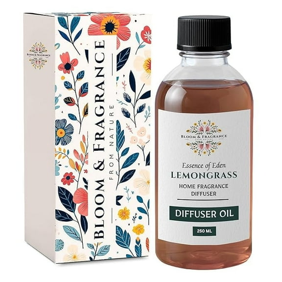 Lemongrass Reed Diffuser Refiller Oil 250ml | Essence of Eden Home Fragrance | Long-Lasting Aromatherapy Scent for Diffusers