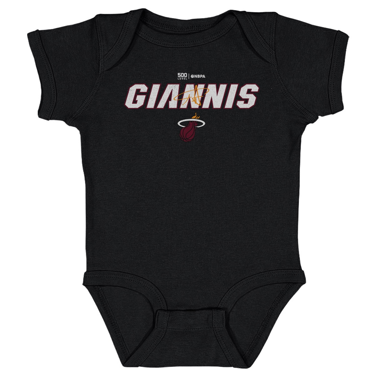 Infant 500 Level Giannis Antetokounmpo Black Miami Heat Team Font Bodysuit