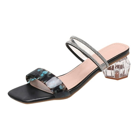 

HSMQHJWE Striped Wedge Sandals For Women Womens Mid Calf Boots Summer On Slippers Sandals Slip Fashion Mouth Casual And With Rhinestone Shallow Women Spring Women S Middle Heels Platform High Heel S