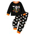 thumbnail image 4 of Halloween Pajamsa Sets Skeleton Print Home Wear Outfits Set 2pcs Long Sleeve Top Matching Pants Cozy Fall Winter Sleepwear, 4 of 8