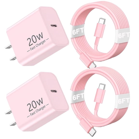 JOZASHON charger for iPhone 16 15 fast charging,2 pack 20W USB C Fast Charger Block with 6ft type C  cable  for iPhone16  15, Glaxy, Android Devices