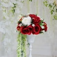 thumbnail image 4 of OULII 1Pcs Artificial Flowers Table Centrepiece Burgundy Lace Satin Wedding Decor 26.00X26.00X26.00Cm, 4 of 8
