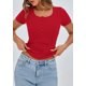 thumbnail image 5 of Remera PRETTYGARDEN Ajustada de Canalé con Cuello Henley y Botones Roja Talle L, 5 of 8