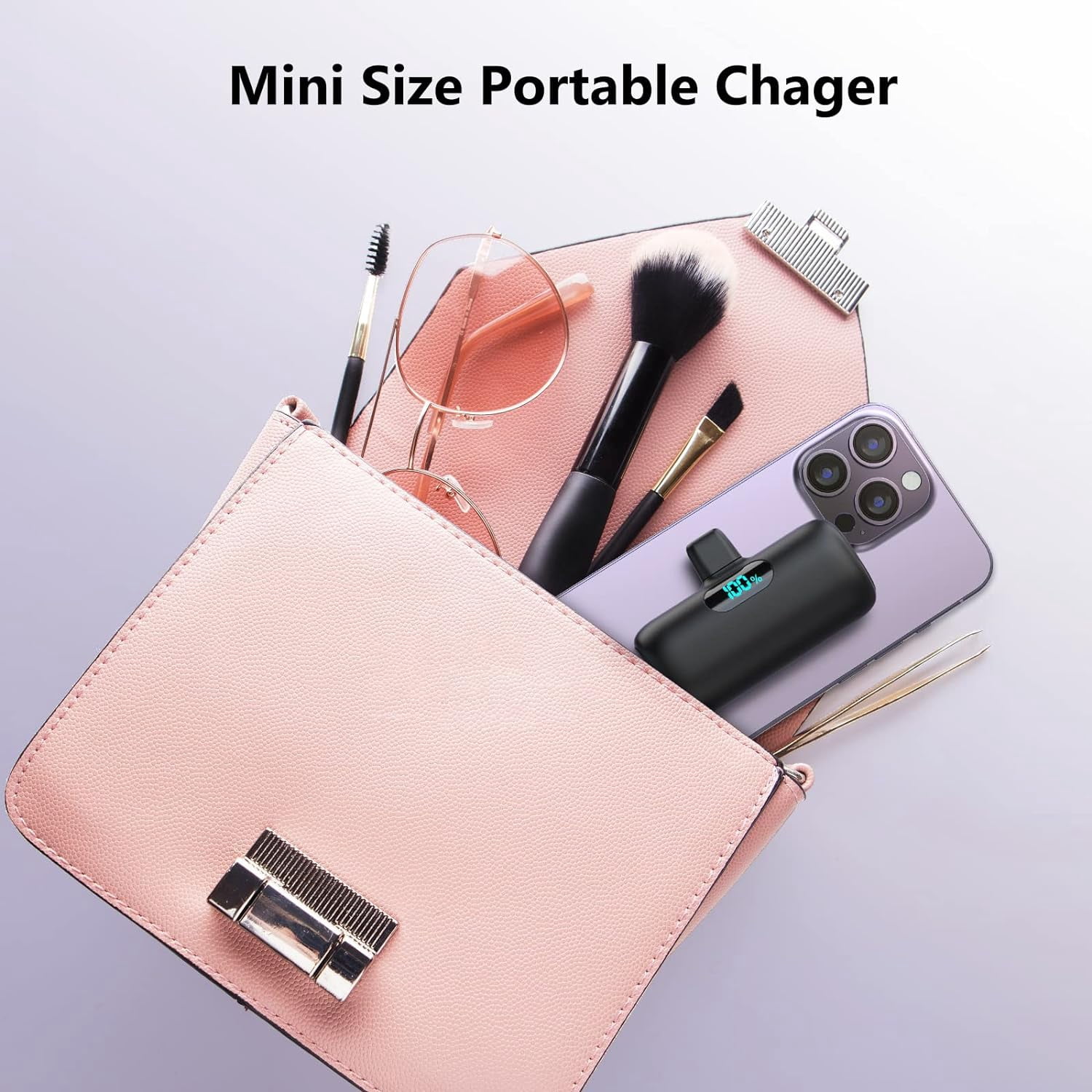 RGHJAR-Mini Portable Charger for iPhone 14/13 Series,Upgraded 5000mAh PD Fast Charging Battery Pack,LCD Display Cute Power Bank Portable Phone Charger for iPhone 14/14 Pro Max/13/12 Pro/11/XS/XR/X/8/