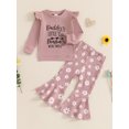 thumbnail image 2 of Suealasg Baby Girl Fall Outfits Set Clothes 6M 1T 2T 3T 4T Long Sleeve Letter Print T-shirt Floral Print Flare Pants 2Pcs Casual Autumn Clothing for Toddler Girl, 2 of 7
