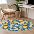 thumbnail image 5 of Summer Fruit Round Area Rugs 3 ft, Watercolor Lemon Cute Frangipani Blue Leaves Rustic Washable Small Area Rug with Non-Slip Sturdy Edge Binding Round Front Door Mat Floor Carpet for Entryway, 5 of 9