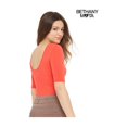 thumbnail image 2 of Aeropostale Solid Scoop Bodycon Camiseta básica para mujer, naranja, XS, 2 of 3