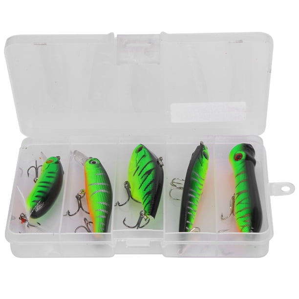 Juego de señuelos para peces con cebo, 5 uds., con anzuelo triple incisivo, aparejos de pesca, color verde