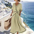 thumbnail image 3 of LIaqionyy Womens Cotton Linen Summer Long Dresses Flowy Casual Short Sleeve Loose Vacation Dress with Pockets, 3 of 6