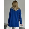 thumbnail image 4 of SEARIPE Women Solid Turtleneck Sweater Casual Long Sleeve Knitted Pullover Sweater Tops with Side Split Royal Blue L, 4 of 5